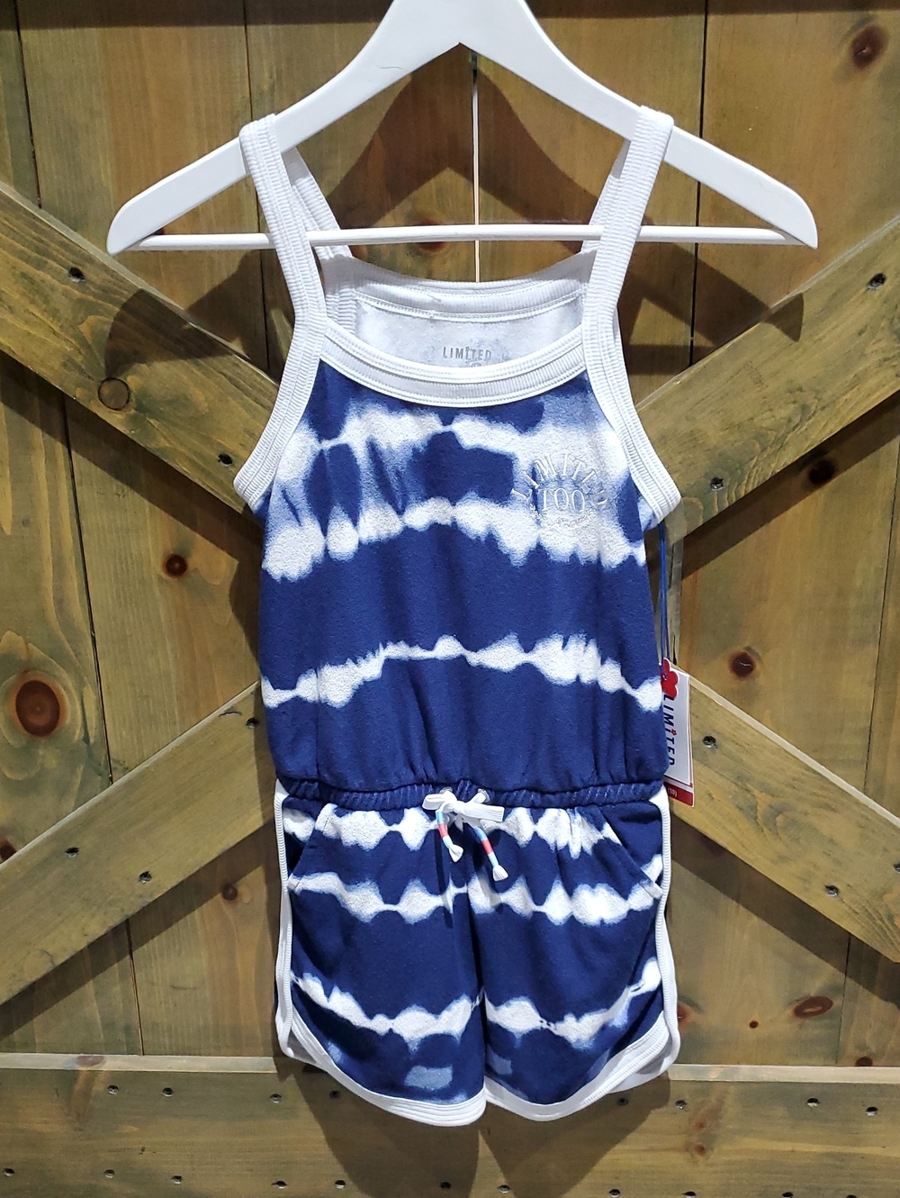 Tie-Dye Navy & White Girls Romper Limited Too NWT Terrycloth Beach Pool Park Fun